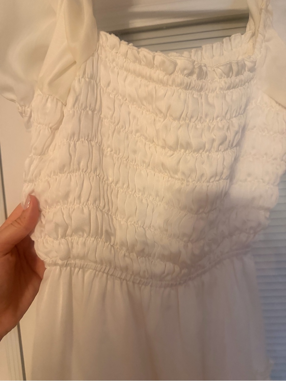 White Smocked Ruffle Dress - Picture 3 of 3
